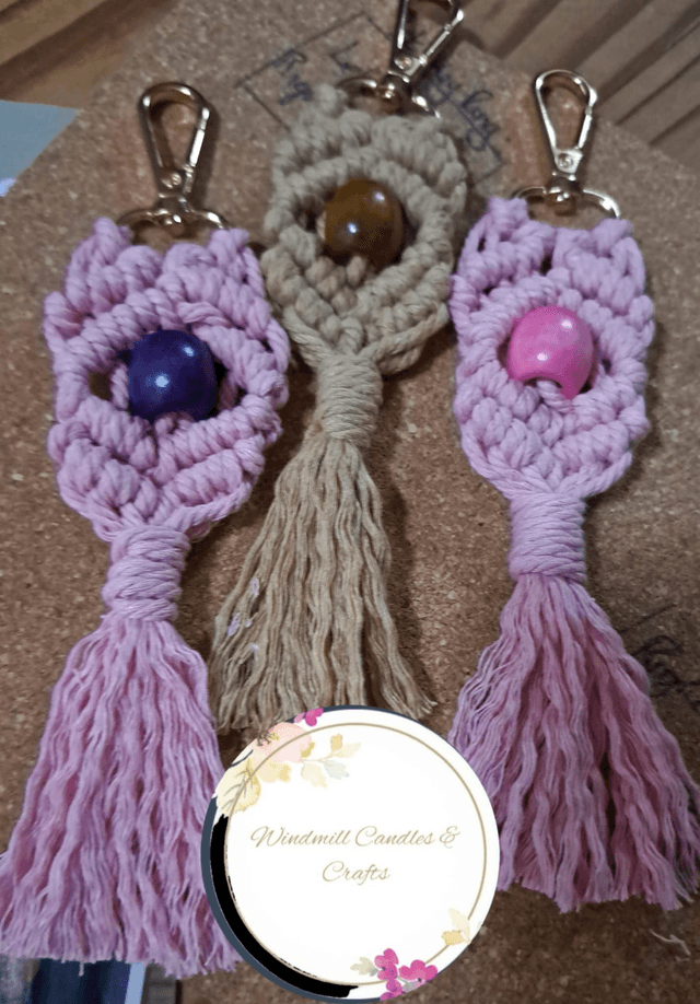 Macrame Key Charm With Bead